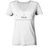 FILIA - Damen V-Neck BIO T-Shirt 13 Vestis Unica - Latein zum Anziehen - front ladies organic v neck shirt f8f8f8 1116x 131